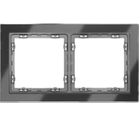 Рамка Voltum стеклянная S70 на 2 поста, графит, стекло VLS110207
