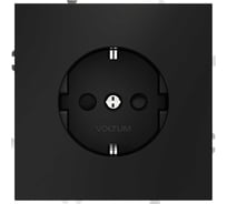 Розетка встраиваемая Voltum S70 с заземлением и защитными шторками, 16А, черный матовый VLS040208
