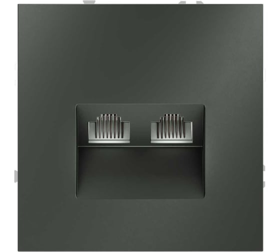 Розетка компьютерная встраиваемая Voltum S70 двойная RJ45+RJ45 кат.6, титан VLS060206