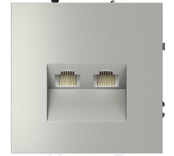 Розетка компьютерная встраиваемая Voltum S70 двойная RJ45+RJ45 кат.6, сталь VLS060205