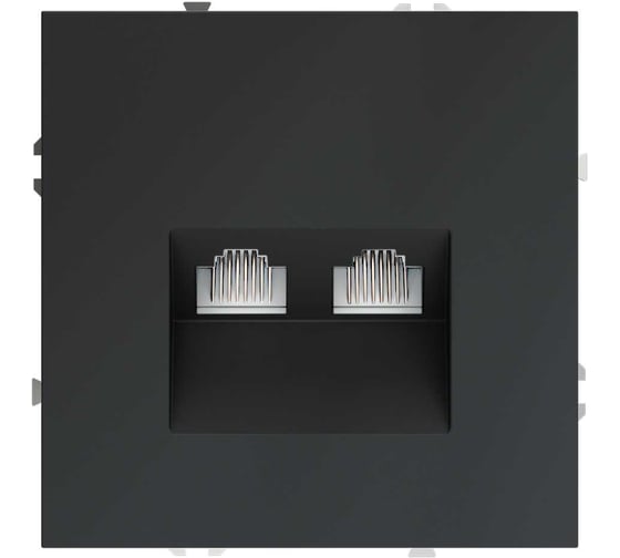 Розетка компьютерная встраиваемая Voltum S70 двойная RJ45+RJ45 кат.6, графит VLS060207