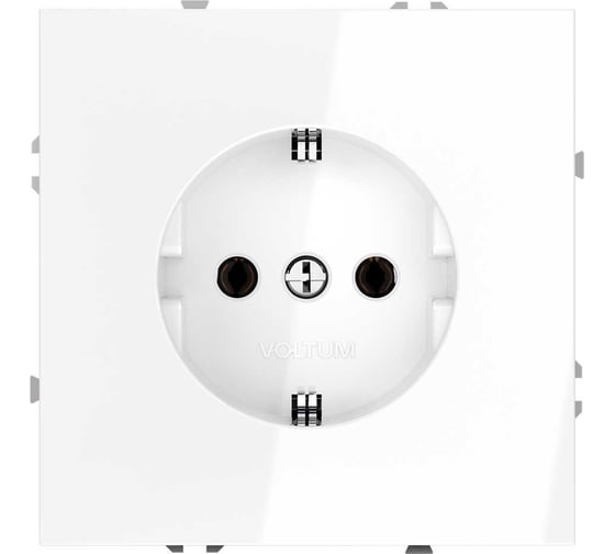 Розетка встраиваемая Voltum S70 с заземлением 16А, белый глянцевый VLS040101