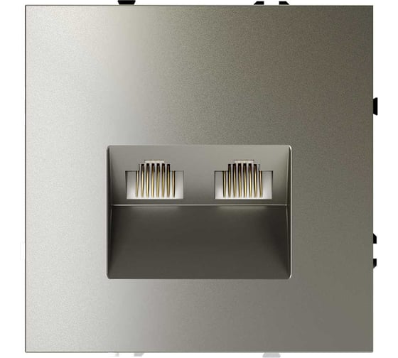 Розетка компьютерная встраиваемая Voltum S70 двойная RJ45+RJ45 кат.6, шелк VLS060204