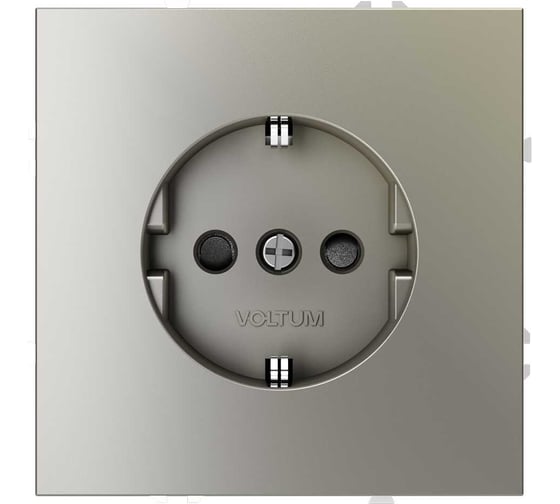 Розетка встраиваемая Voltum S70 с заземлением и защитными шторками, 16А, шелк VLS040204