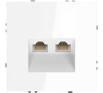 Розетка компьютерная встраиваемая Voltum S70 двойная RJ45+RJ45 кат.6, белый глянцевый VLS060201