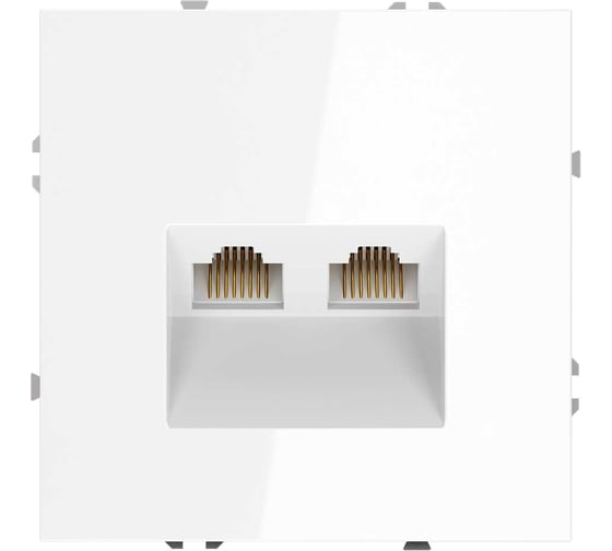 Розетка компьютерная встраиваемая Voltum S70 двойная RJ45+RJ45 кат.6, белый глянцевый VLS060201