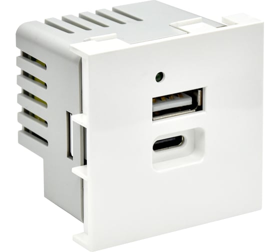 Розетка IEK PRIMER РКЮ-25-40-П USB A+C 5В 4,2А (2 модуля) белая PR-KK40D-RU-0-2-AC-K01