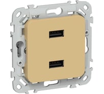 Розетка IEK FLITE USB A+A 3,1А РЮ-2-ФлШм шамуа FI-U21-D31-K89
