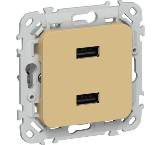 Розетка IEK FLITE USB A+A 3,1А РЮ-2-ФлШм шамуа FI-U21-D31-K89