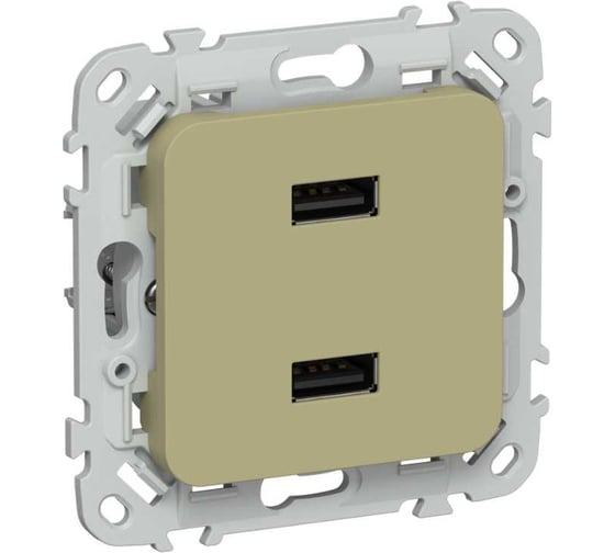 Розетка IEK FLITE USB A+A 3,1А РЮ-2-ФлО оливковый FI-U21-D31-K26