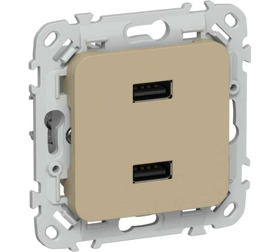 Розетка IEK FLITE USB A+A 3,1А РЮ-2-ФлХ хаки FI-U21-D31-K59