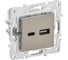Розетка IEK SKANDY USB A+C 3,1А SK-R14N металл никель SK-U22-D31-K50 1