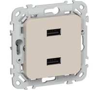 Розетка IEK FLITE USB A+A 3,1А РЮ-2-ФлЛ льняной FI-U21-D31-K88