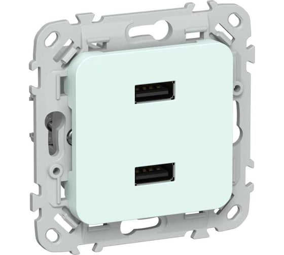 Розетка IEK FLITE USB A+A 3,1А РЮ-2-ФлХЛ холодный лед FI-U21-D31-K94