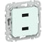 Розетка IEK FLITE USB A+A 3,1А РЮ-2-ФлХЛ холодный лед FI-U21-D31-K94 1