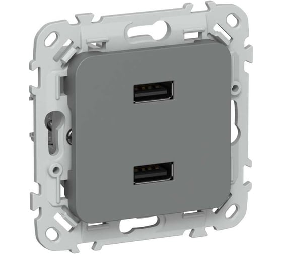 Розетка IEK FLITE USB A+A 3,1А РЮ-2-ФлМА мокрый асфальт FI-U21-D31-K80