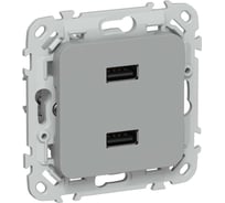 Розетка IEK FLITE USB A+A 3,1А РЮ-2-ФлС серый FI-U21-D31-K03