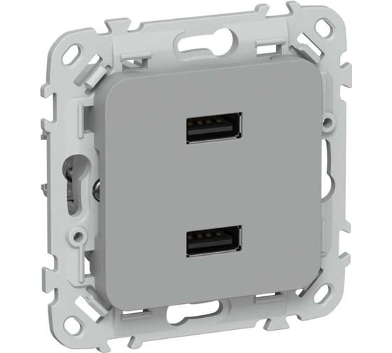 Розетка IEK FLITE USB A+A 3,1А РЮ-2-ФлС серый FI-U21-D31-K03