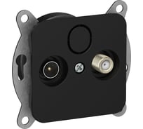 Розетка 2-местная TV+SAT экранированная проходная IEK FLITE РТВс-2-1-2-ФлЧ черный FI-AF23-P-K02
