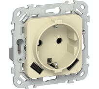 Розетка 1-местная с заземлением с защитными шторками IEK FLITE 16А с USB A+A 3,1А РСЮша11-0-ФлН навахо FI-R14-16-U21-D31-K87