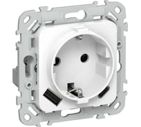 Розетка 1-местная с заземлением с защитными шторками IEK FLITE 16А с USB A+C 20Вт РСЮшс11-0-ФлБ белый FI-R14-16-U22-020-K01