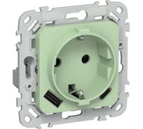Розетка 1-местная с заземлением с защитными шторками IEK FLITE 16А с USB A+C 20Вт РСЮшс11-0-ФлФ фисташковый FI-R14-16-U22-020-K93
