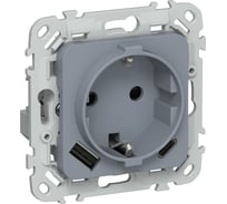 Розетка 1-местная с заземлением с защитными шторками IEK FLITE 16А с USB A+C 20Вт РСЮшс11-0-ФлМ маренго FI-R14-16-U22-020-K35