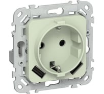 Розетка 1-местная с заземлением с защитными шторками IEK FLITE 16А с USB A+A 3,1А безвинтовое крепление РСЮша11-1-ФлП панг FI-R14-16-1-U21-D31-K92