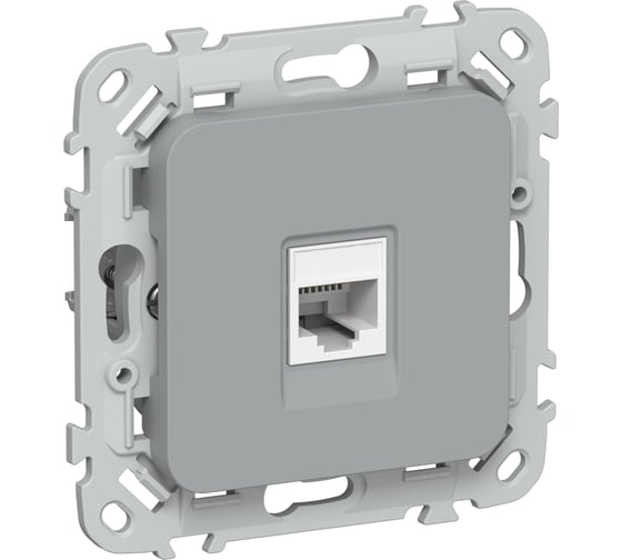 Розетка телефонная IEK FLITE RJ11 категория 3 РТ3-1-ФлС серый FI-T10-K03