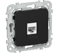 Розетка телефонная IEK FLITE RJ11 категория 3 РТ3-1-ФлЧ черный FI-T10-K02