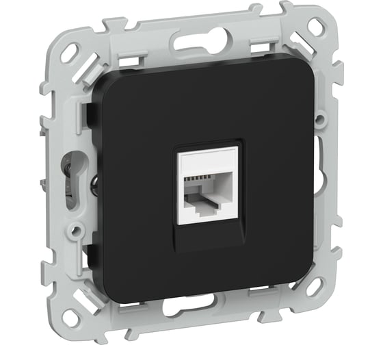 Розетка телефонная IEK FLITE RJ11 категория 3 РТ3-1-ФлЧ черный FI-T10-K02