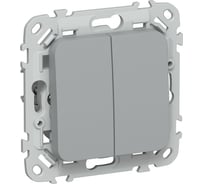 Выключатель 2-клавишный кнопочный проходной IEK FLITE 10А ВС62-2-0-ФлС серый FI-V28-0-10-1-K03