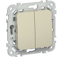 Выключатель 2-клавишный кнопочный проходной IEK FLITE 10А ВС62-2-0-ФлШ шампань FI-V28-0-10-1-K37