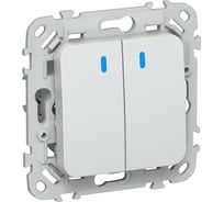 Выключатель 2-клавишный проходной с индикацией IEK FLITE 10А ВС62-1-1-ФлЖ жемчуг FI-V22-1-10-1-K36