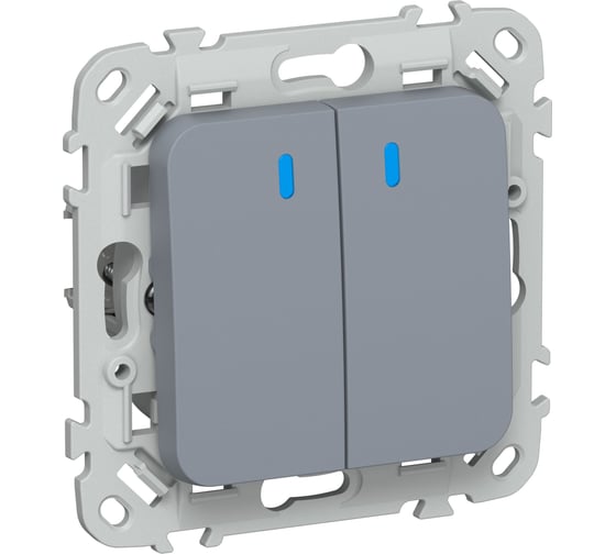 Выключатель 2-клавишный проходной с индикацией IEK FLITE 10А ВС62-1-1-ФлМ маренго FI-V22-1-10-1-K35