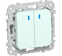 Выключатель 2-клавишный проходной с индикацией IEK FLITE 10А ВС62-1-1-ФлХЛ холодный лед FI-V22-1-10-1-K94