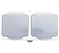 Блок горизонтальный General Lighting Systems СИГМА Двойная розетка 2П+3 открытой установки IP54 16А 250В бело-серая 477081