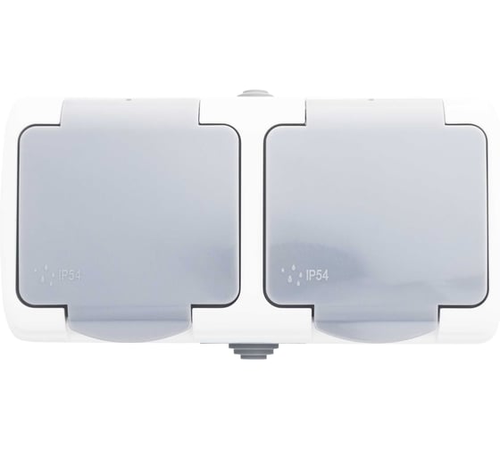 Блок горизонтальный General Lighting Systems СИГМА Двойная розетка 2П+3 открытой установки IP54 16А 250В бело-серая 477081