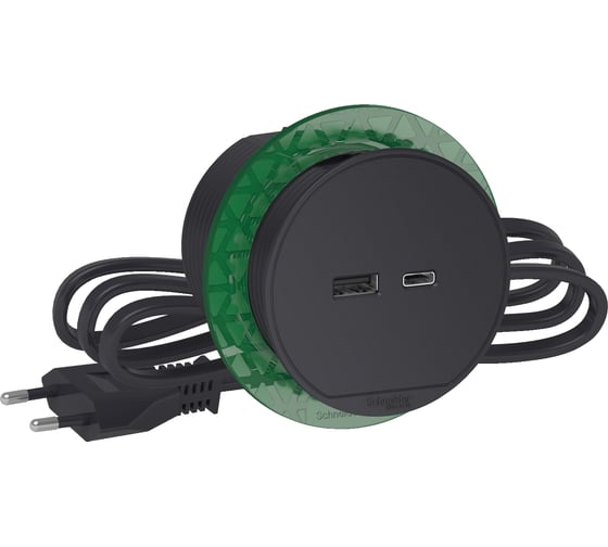 Розеточный блок usb тип А + тип С Systeme Electric Unica System+ Антрацит SE INS44009