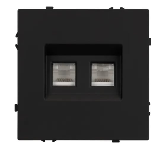 Розетка телефонная Arlight ARL NOBE двойная софт-тач черный оникс SCT-MTL2-SFPL-BK  , - 1шт 054309(1)