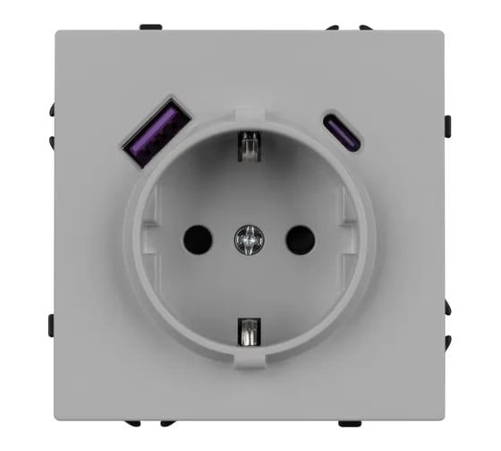Розетка Arlight ARL NOBE заземляющий контакт, со шторками с USB тип А+С софт-тач никель SCT-MUAC-SFPL-IS  , 1шт 059445(1)
