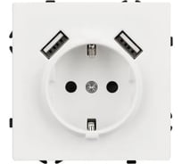 Розетка Arlight ARL NOBE заземляющий контакт, со шторками с USB тип А+А софт-тач белый кварц SCT-MUAA-SFPL-W 1шт 054288(1)