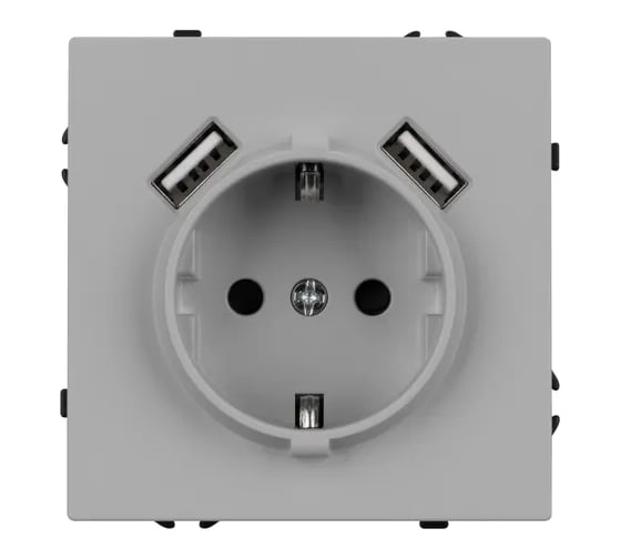 Розетка Arlight ARL NOBE заземляющий контакт, со шторками с USB тип А+А софт-тач никель SCT-MUAA-SFPL-IS  , 1шт 059443(1)