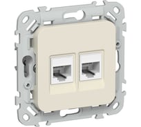 Розетка IEK FLITE 2-местная RJ45/RJ11 категория 5Е/3 UTP РКТ5е/3-2-0-ФлСл сливочный FI-KT22-1-K86