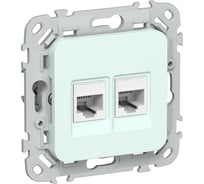 Розетка IEK FLITE 2-местная RJ45/RJ11 категория 5Е/3 UTP РКТ5е/3-2-0-ФлХЛ холодный лед FI-KT22-1-K94