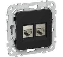 Розетка IEK FLITE 2-местная RJ45/RJ11 категория 5Е/3 STP РКТ5е/3-2-1-ФлЧ черный FI-KT21-1-K02