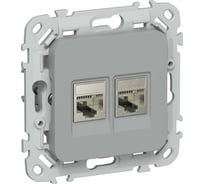 Розетка IEK FLITE 2-местная RJ45/RJ11 категория 6/3 STP РКТ6/3-2-1-ФлС серый FI-KT21-2-K03