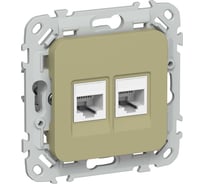 Розетка IEK FLITE 2-местная RJ45/RJ11 категория 5Е/3 UTP РКТ5е/3-2-0-ФлО оливковый FI-KT22-1-K26
