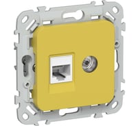 Розетка IEK FLITE 2-местная RJ45/TV категория 5Е UTP РКТВ5е-2-0-ФлЖК желтый карри FI-AK22-1-K44