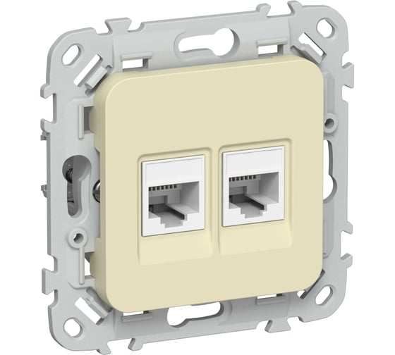 Розетка IEK FLITE 2-местная RJ45/RJ11 категория 5Е/3 UTP РКТ5е/3-2-0-ФлН навахо FI-KT22-1-K87